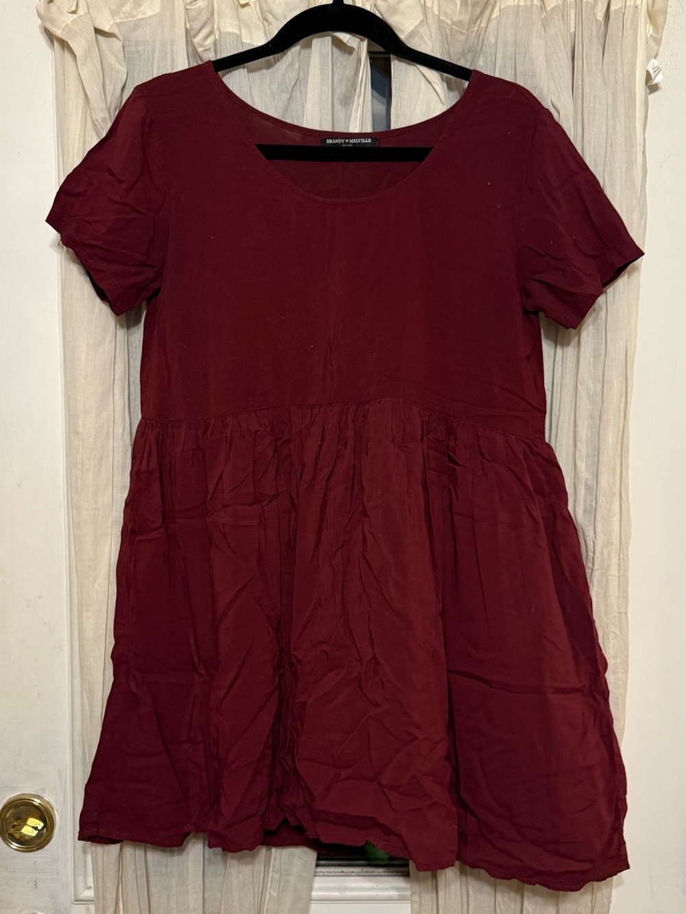 Brandy Melville Maroon Scoop-Neck Babydoll Dress